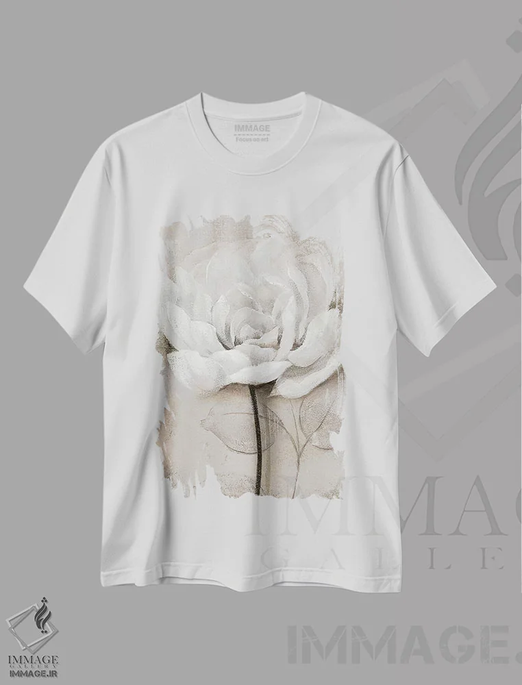 تیشرت سفید طرح دار – تیشرت گلدار ,سفید ملایم III اثر نان فروشگاه ایماژ