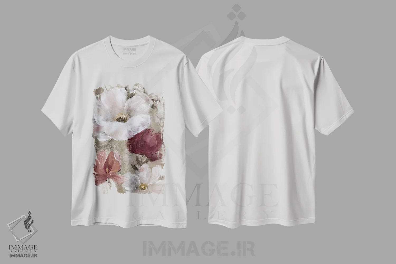 تیشرت سفید طرح دار – تیشرت انتزاعی ,قرمزهای زودگذر باغ I اثر نان immage.ir