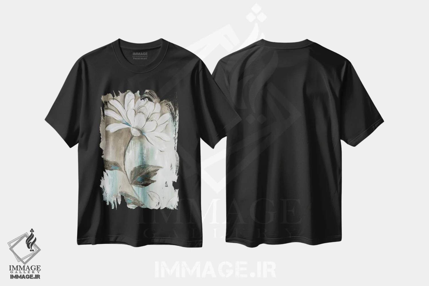 تیشرت مشکی طرح دار – تیشرت گل ,شکوفایی باغ II اثر نان فروشگاه ایماژ