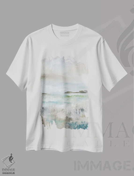 تیشرت سفید طرح دار – تیشرت طبیعت ,چشم انداز ملایم I اثر نان فروشگاه ایماژ