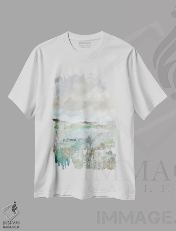 تیشرت سفید طرح دار – تیشرت مینیمال ,چشم انداز ملایم II اثر نان immage.ir