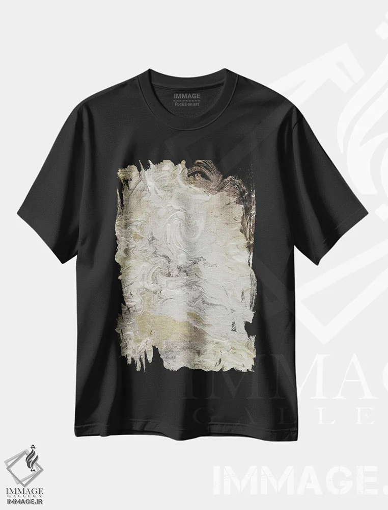 تیشرت مشکی طرح دار – تیشرت انتزاعی ,کتان طرح مرمر اثر نان immage.ir