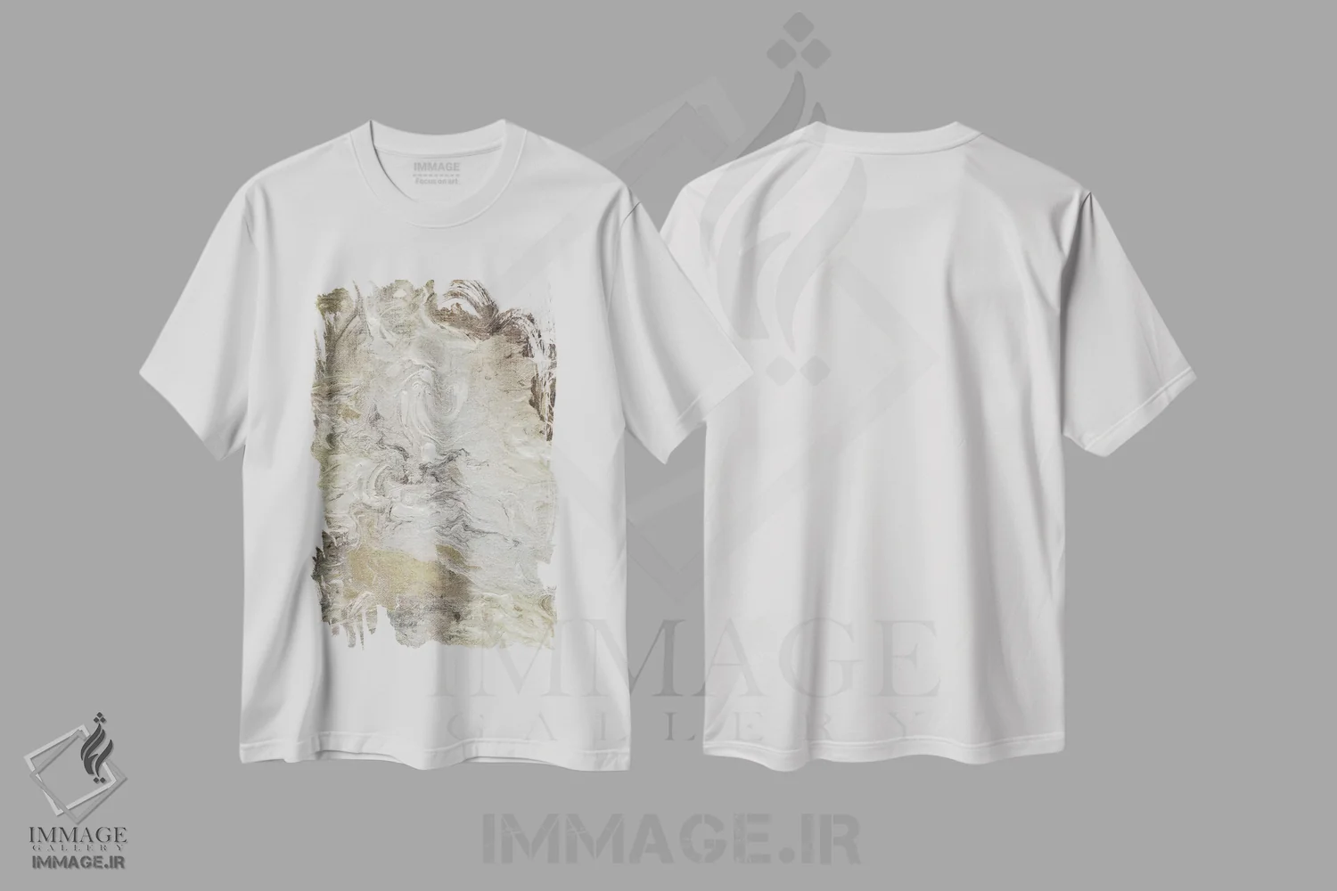 تیشرت سفید طرح دار – تیشرت انتزاعی ,کتان طرح مرمر اثر نان فروشگاه ایماژ