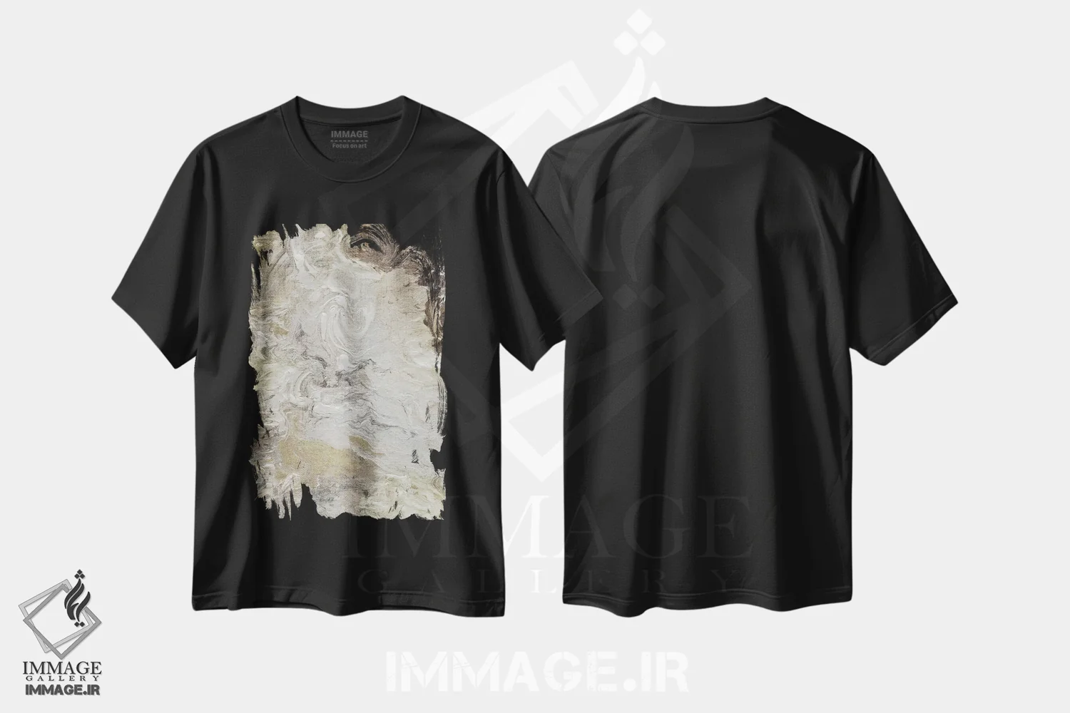 تیشرت مشکی طرح دار – تیشرت انتزاعی ,کتان طرح مرمر اثر نان immage.ir