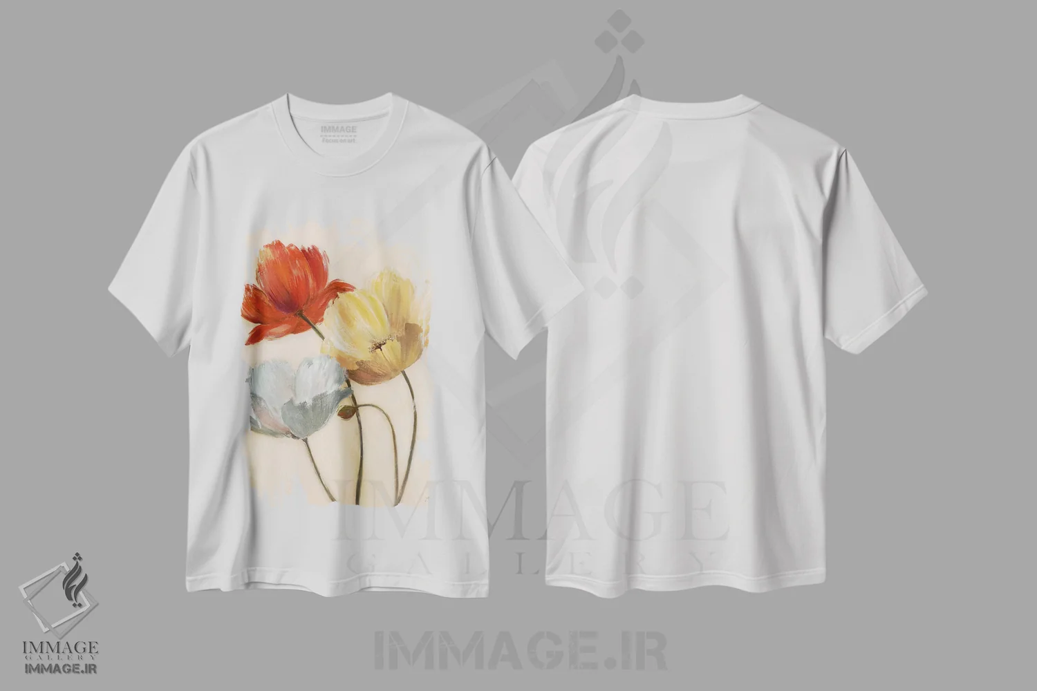 تیشرت سفید طرح دار – تیشرت هنری ,پالت شقایق II اثر نان فروشگاه ایماژ