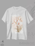 تیشرت سفید طرح دار – تیشرت گل ها ,ارکیده سفید و مرجانی II اثر نان فروشگاه ایماژ