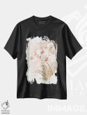 تیشرت مشکی طرح دار – تیشرت گل ها ,ارکیده سفید و مرجانی II اثر نان immage.ir