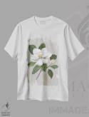 تیشرت سفید طرح دار – تیشرت هنری طبیعت بی جان ,ماگنولیای گیاهی اثر نان immage.ir