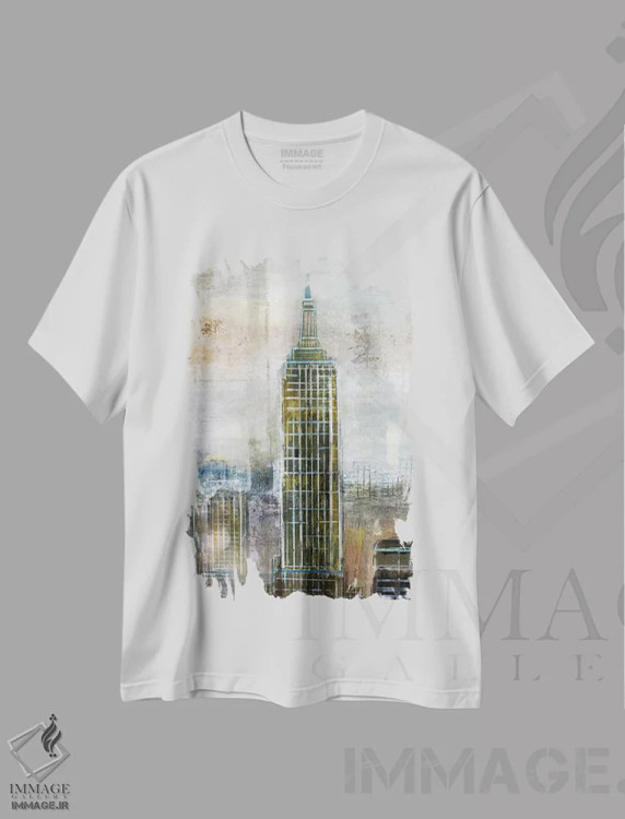 تیشرت سفید طرح دار – تیشرت گرافیکی شهری ,تقابل شهری اثر نان immage.ir
