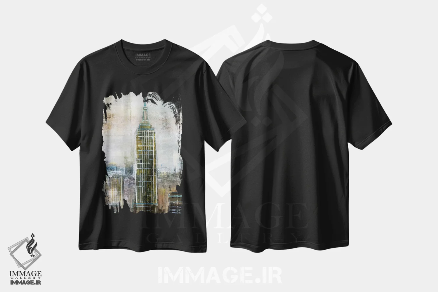 تیشرت مشکی طرح دار – تیشرت گرافیکی شهری ,تقابل شهری اثر نان فروشگاه ایماژ