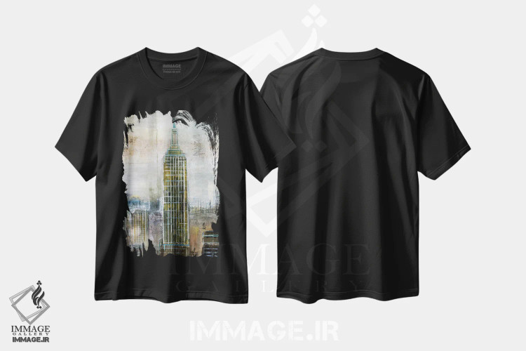 تیشرت مشکی طرح دار – تیشرت گرافیکی شهری ,تقابل شهری اثر نان فروشگاه ایماژ