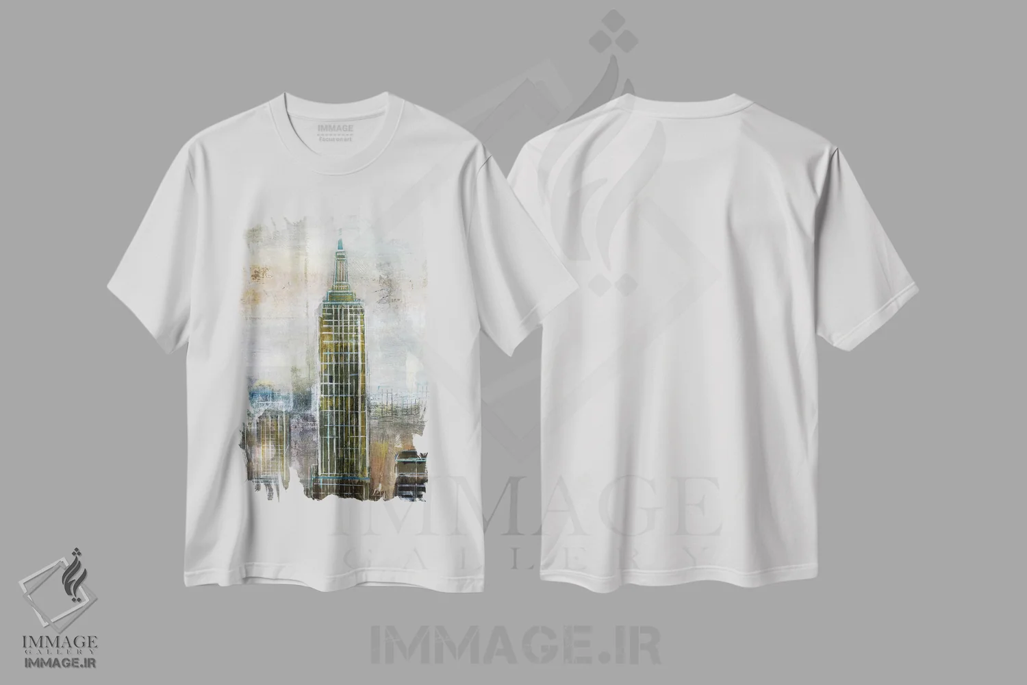 تیشرت سفید طرح دار – تیشرت گرافیکی شهری ,تقابل شهری اثر نان immage.ir