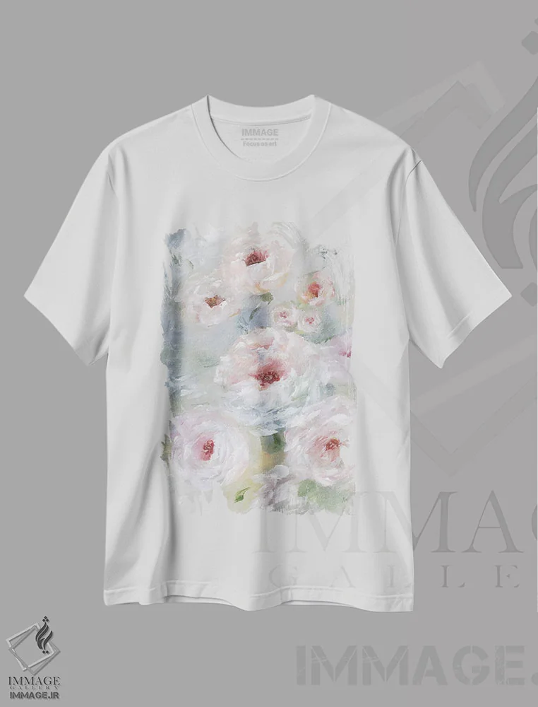 تیشرت سفید طرح دار – تیشرت فانتزی گلدار ,هجوم سرخی اثر نان فروشگاه ایماژ