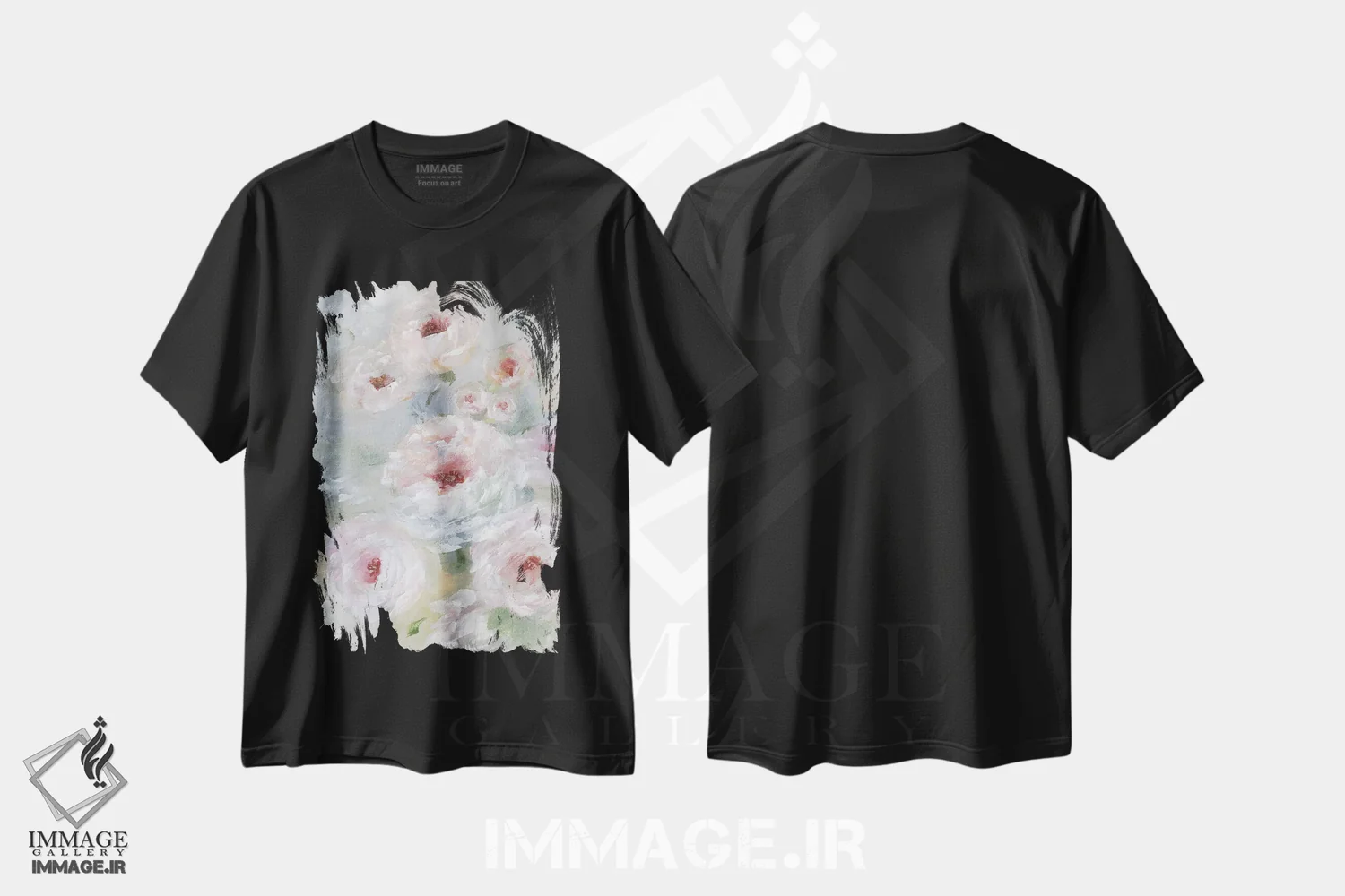 تیشرت مشکی طرح دار – تیشرت فانتزی گلدار ,هجوم سرخی اثر نان immage.ir