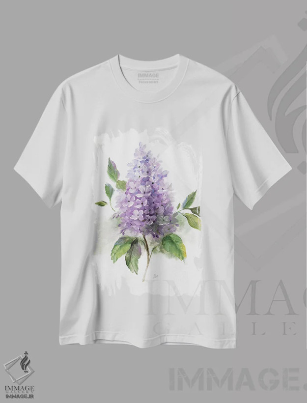 تیشرت سفید طرح دار – تیشرت گل ها ,رمانس یاس بنفش I اثر نان فروشگاه ایماژ