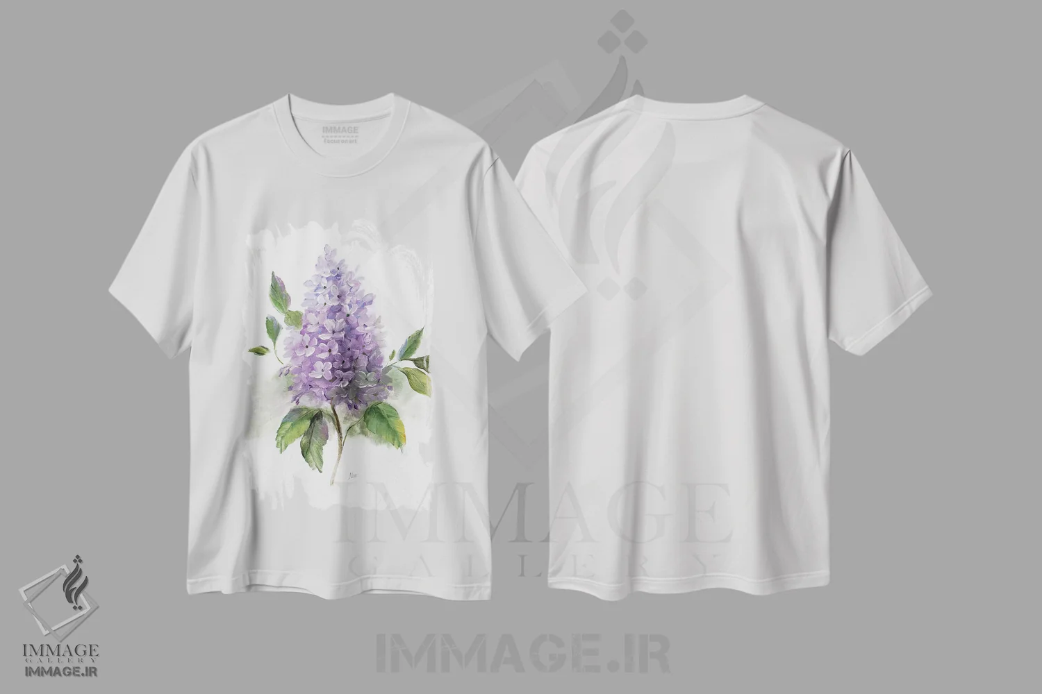 تیشرت سفید طرح دار – تیشرت گل ها ,رمانس یاس بنفش I اثر نان فروشگاه ایماژ