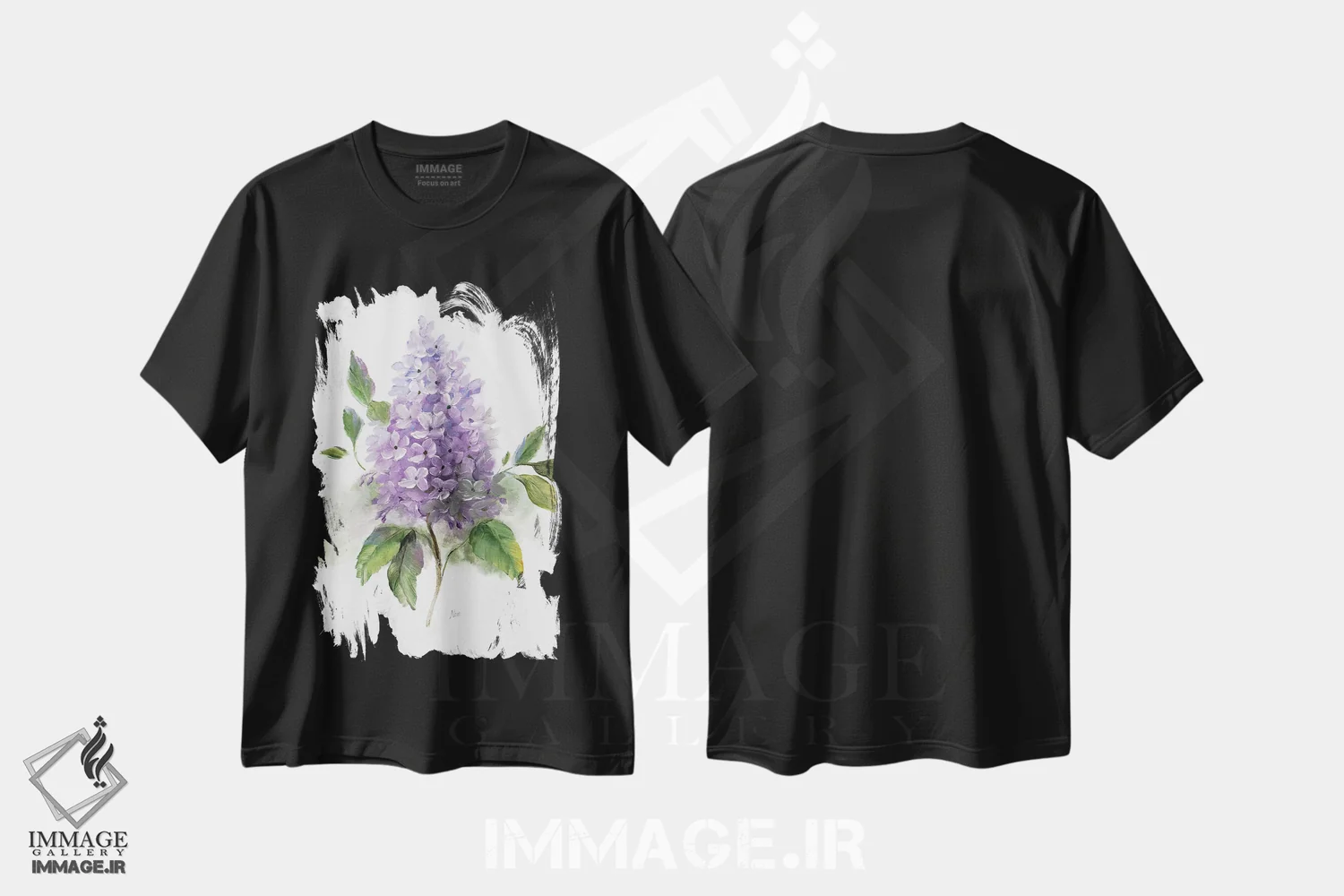 تیشرت مشکی طرح دار – تیشرت گل ها ,رمانس یاس بنفش I اثر نان immage.ir