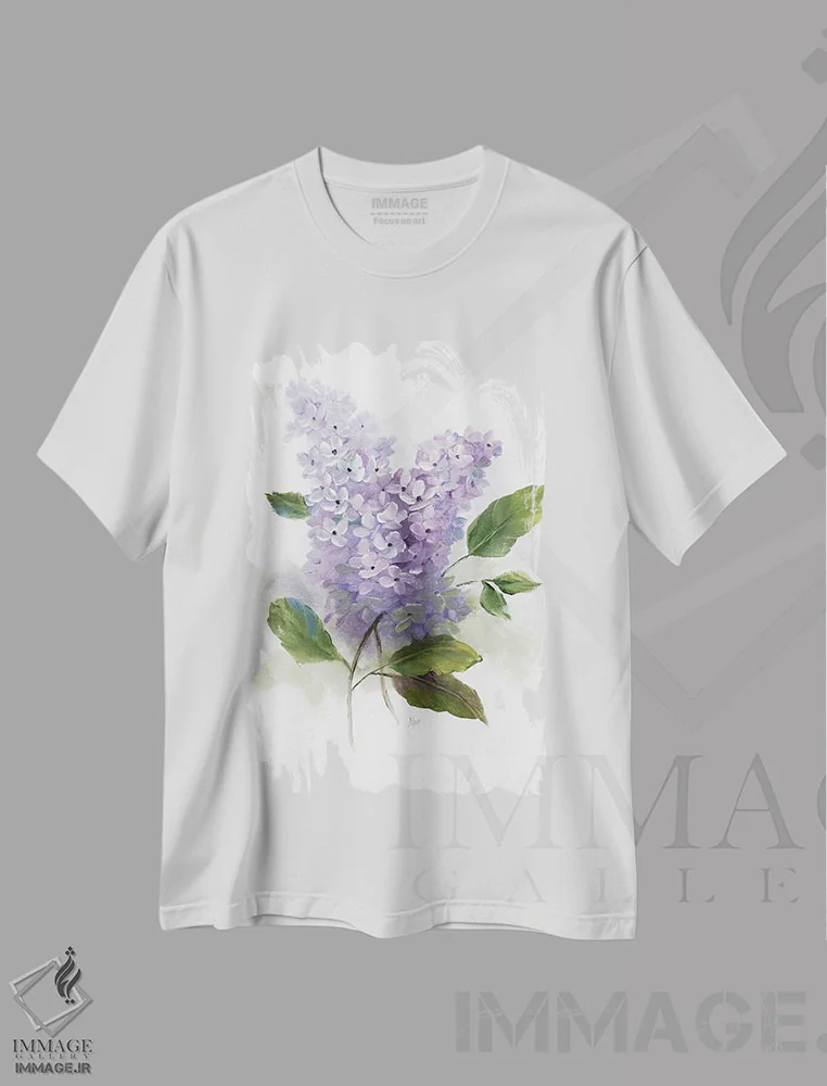 تیشرت سفید طرح دار – تیشرت بهاری ,رمانس یاس بنفش II اثر نان immage.ir