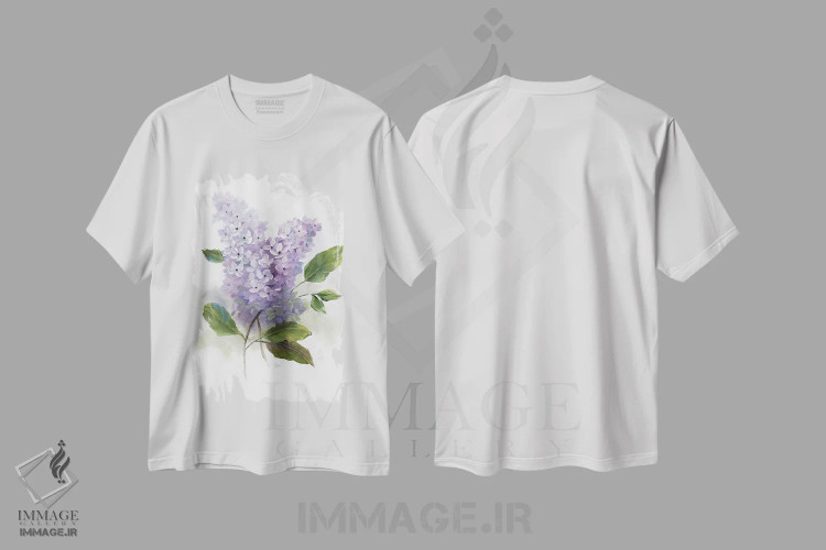 تیشرت سفید طرح دار – تیشرت بهاری ,رمانس یاس بنفش II اثر نان immage.ir