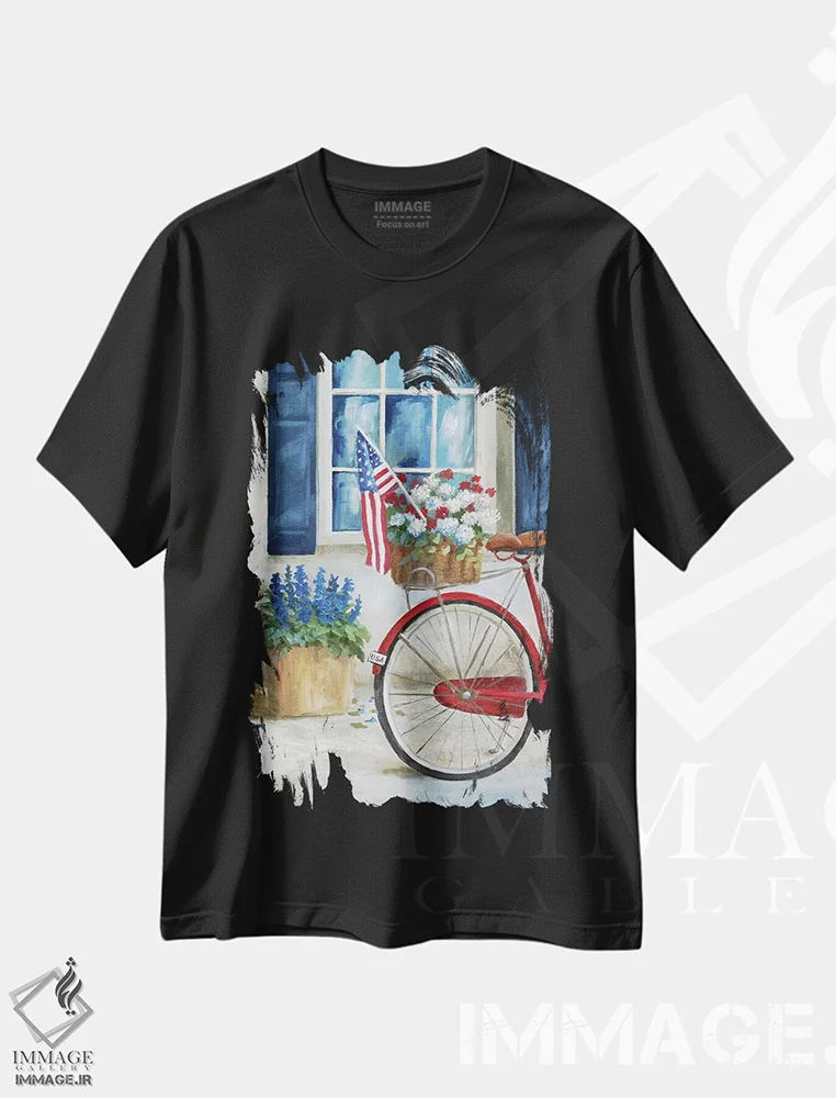 تیشرت مشکی طرح دار – تیشرت شهری ,دوچرخه میهن دوست I اثر نان immage.ir