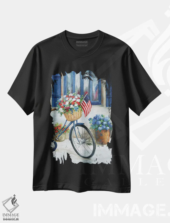 تیشرت مشکی طرح دار – تیشرت اسپرت ,دوچرخه میهن دوست II اثر نان فروشگاه ایماژ