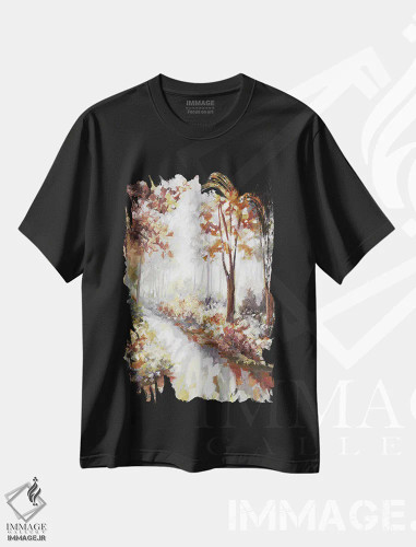 تیشرت مشکی طرح دار – تیشرت طبیعت ,دشت جنگلی اثر نان فروشگاه ایماژ