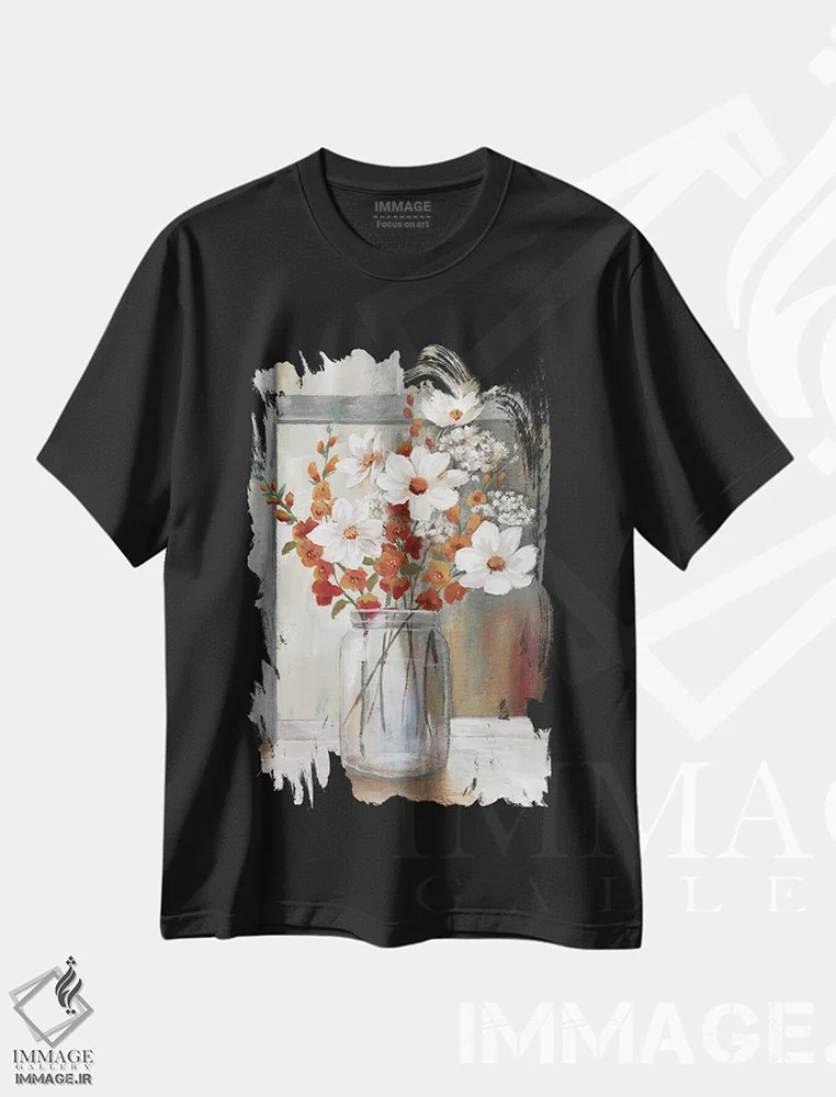 تیشرت مشکی طرح دار – تیشرت پاییزی ,افشان پاییزی اثر نان immage.ir