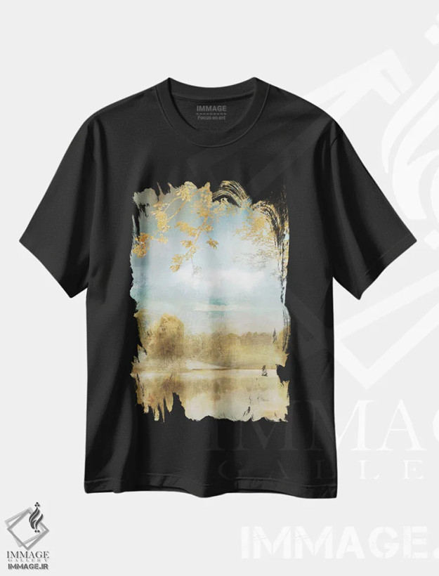 تیشرت مشکی طرح دار – تیشرت پاییزی ,پاییز طلایی اثر نان فروشگاه ایماژ