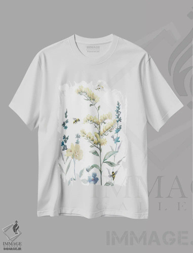 تیشرت سفید طرح دار – تیشرت طبیعت ,باغ زنبورعسل I اثر نان فروشگاه ایماژ