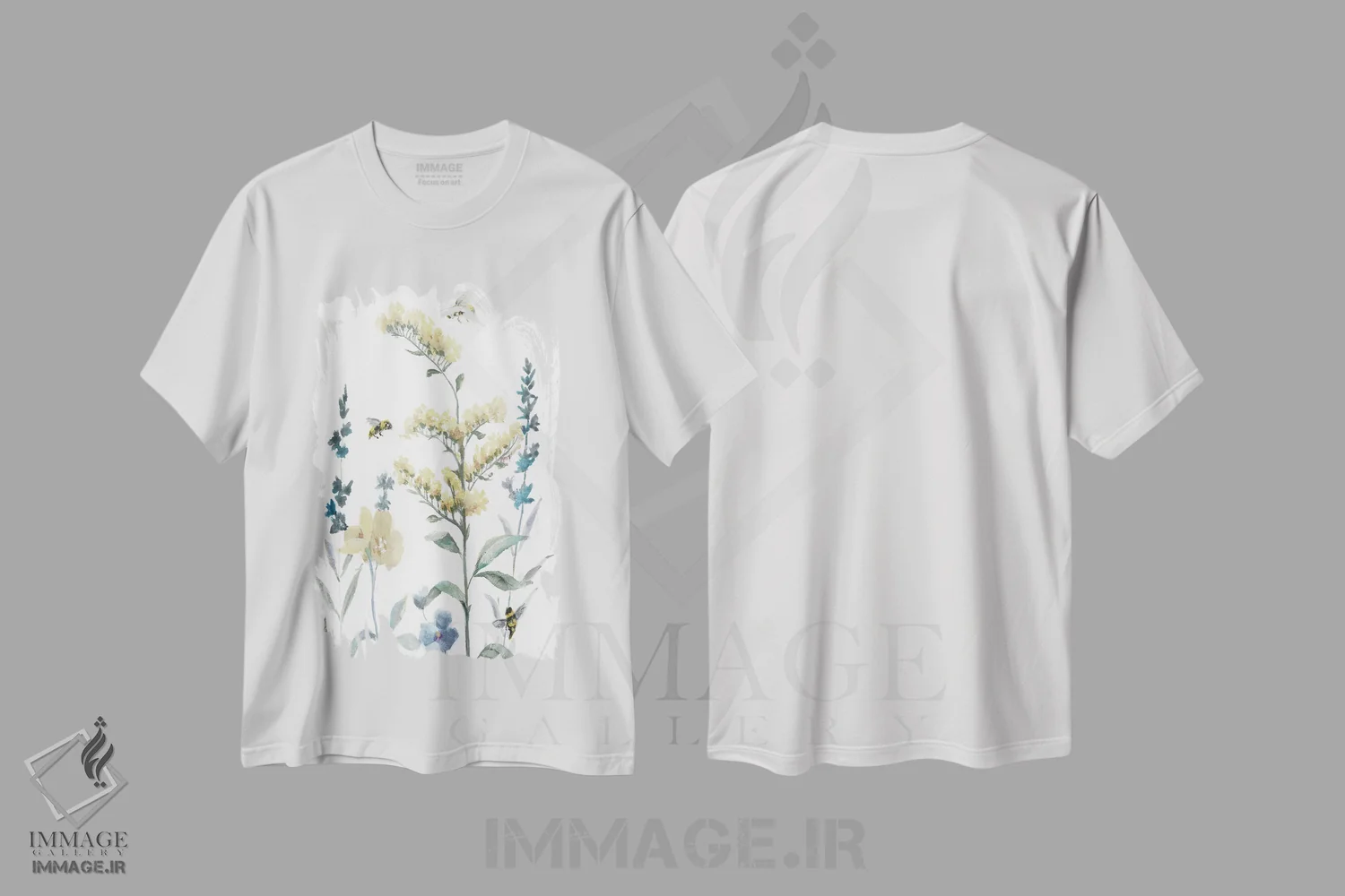 تیشرت سفید طرح دار – تیشرت طبیعت ,باغ زنبورعسل I اثر نان فروشگاه ایماژ