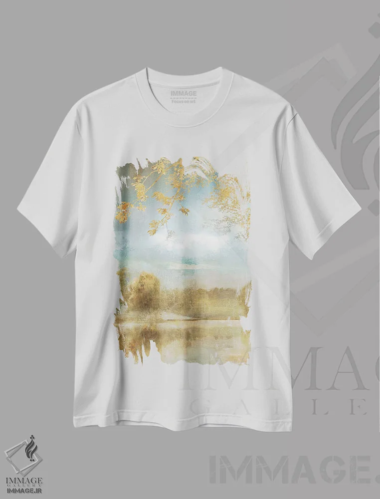 تیشرت سفید طرح دار – تیشرت پاییزی ,پاییز طلایی اثر نان immage.ir