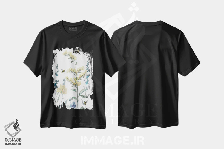 تیشرت مشکی طرح دار – تیشرت طبیعت ,باغ زنبورعسل I اثر نان immage.ir