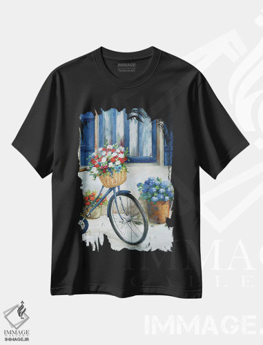 تیشرت مشکی طرح دار – تیشرت گرافیکی ,سواری تابستانی II اثر نان فروشگاه ایماژ
