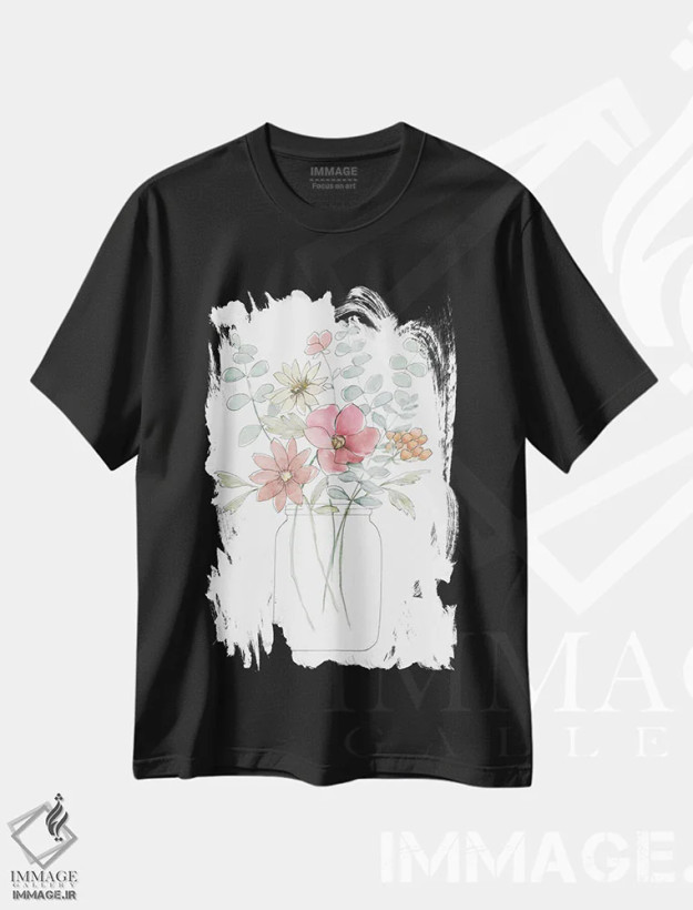 تیشرت مشکی طرح دار – تیشرت گلدار ,گل های وحشی خیال انگیز II اثر نان فروشگاه ایماژ