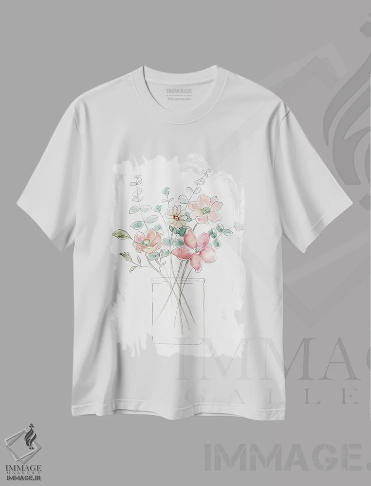 تیشرت سفید طرح دار – تیشرت فانتزی ,گل های وحشی خیال انگیز I اثر نان فروشگاه ایماژ