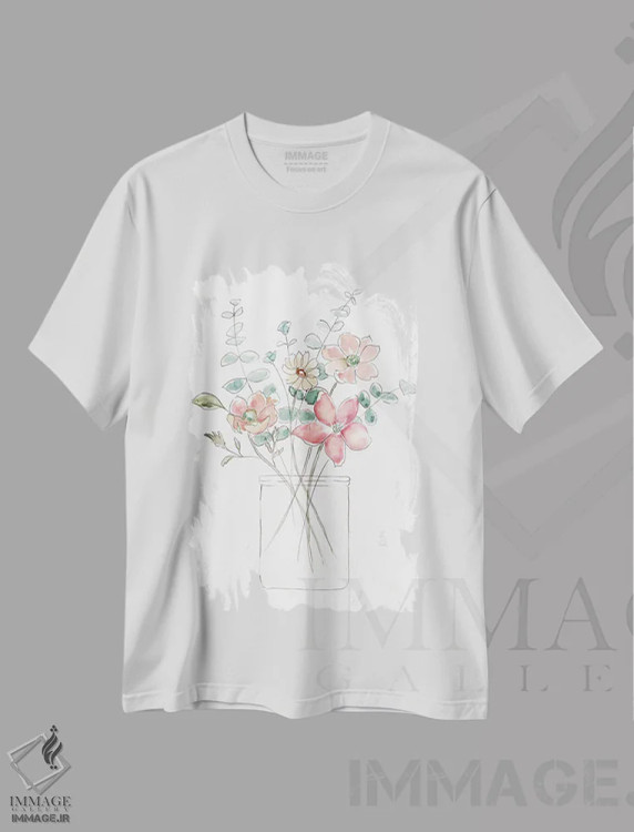 تیشرت سفید طرح دار – تیشرت فانتزی ,گل های وحشی خیال انگیز I اثر نان فروشگاه ایماژ