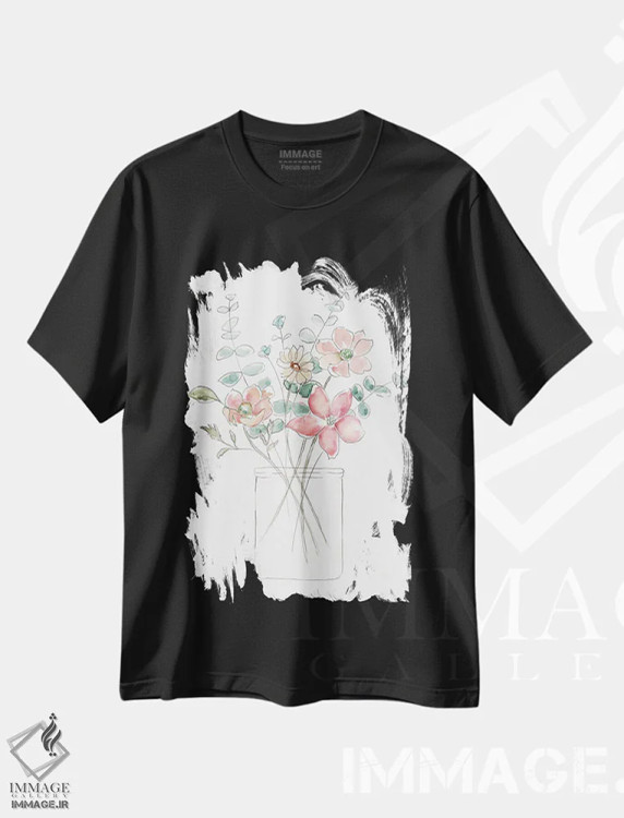 تیشرت مشکی طرح دار – تیشرت فانتزی ,گل های وحشی خیال انگیز I اثر نان immage.ir