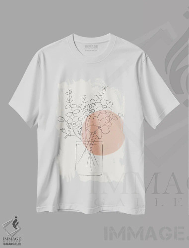 تیشرت سفید طرح دار – تیشرت مینیمال ,دسته گل گل وحشی معاصر اثر نان فروشگاه ایماژ
