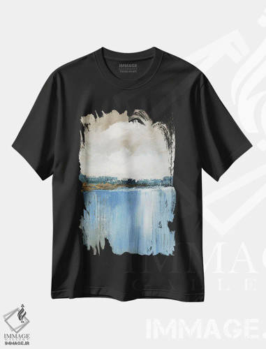 تیشرت مشکی طرح دار – تیشرت انتزاعی ,باد و آب اثر نان فروشگاه ایماژ