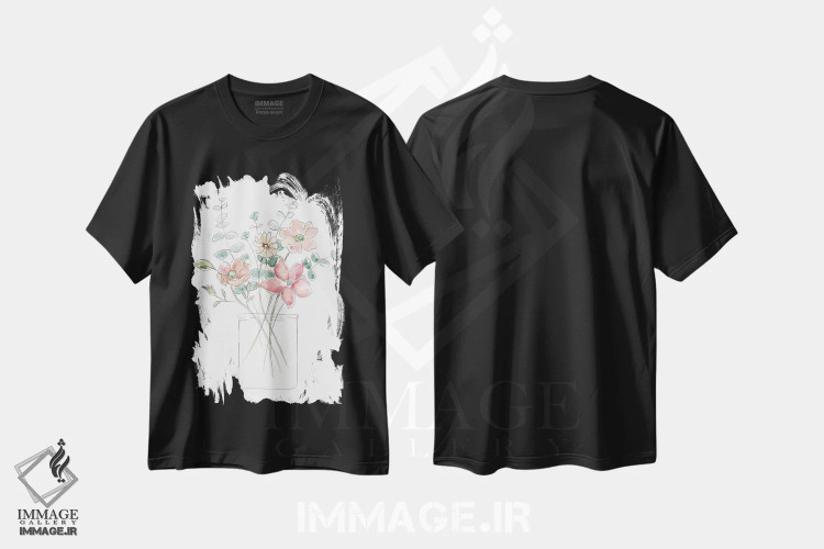 تیشرت مشکی طرح دار – تیشرت فانتزی ,گل های وحشی خیال انگیز I اثر نان immage.ir
