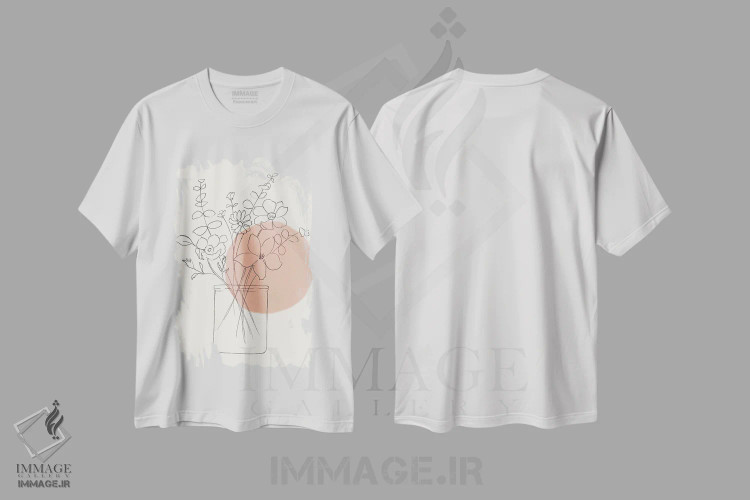 تیشرت سفید طرح دار – تیشرت مینیمال ,دسته گل گل وحشی معاصر اثر نان فروشگاه ایماژ