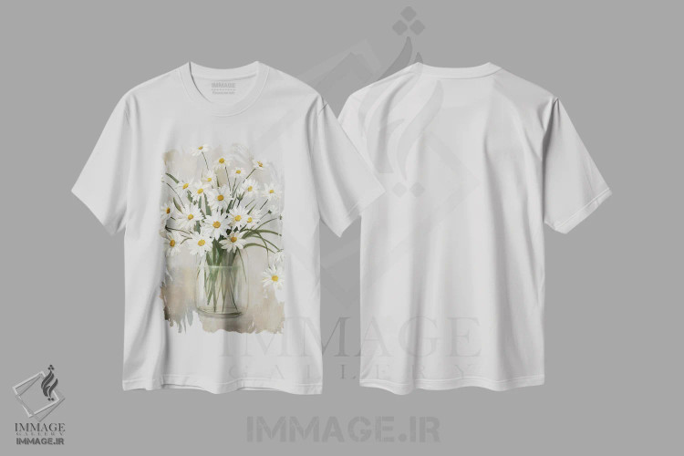 تیشرت سفید طرح دار – تیشرت طبیعت ,خوشهٔ مروارید اثر نان immage.ir