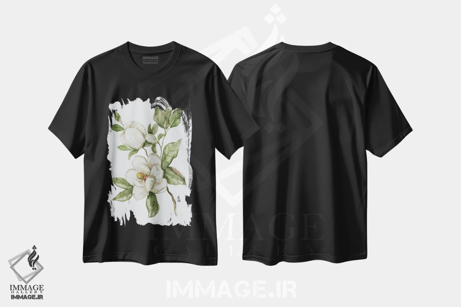 تیشرت مشکی طرح دار – تیشرت مینیمال ,صبح ماگنولیا II اثر نان immage.ir