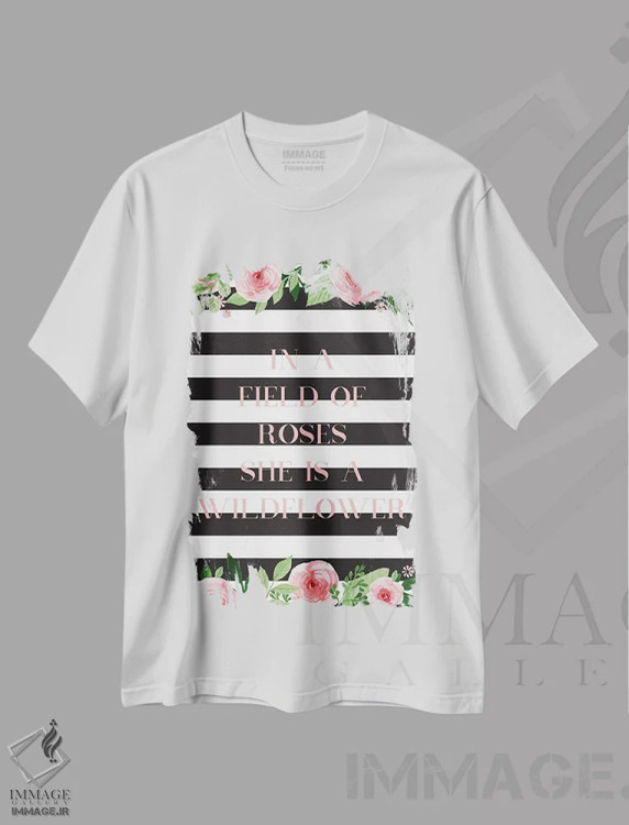 تیشرت سفید طرح دار – تیشرت گلدار ,در دشتی از گل سرخ اثر نیکول باسک immage.ir