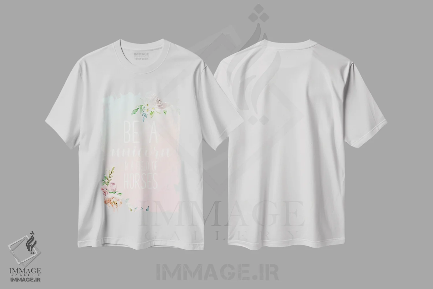 تیشرت سفید طرح دار – تیشرت فانتزی ,تک شاخ باش اثر نیکول باسک immage.ir