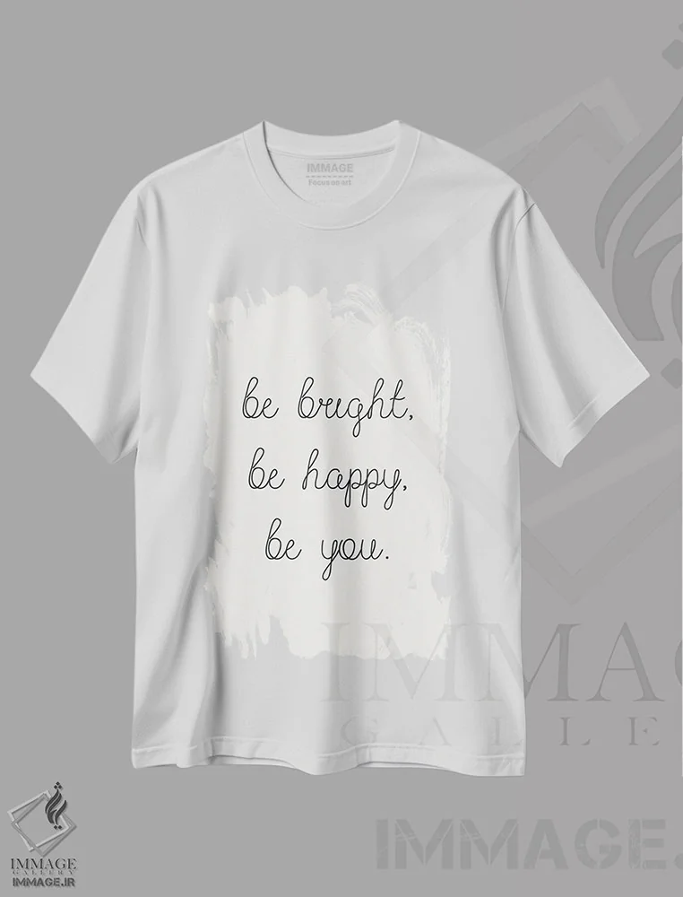 تیشرت سفید طرح دار – تیشرت انگیزشی ,درخشان باش، شاد باش، خودت باش اثر نیکول باسک immage.ir