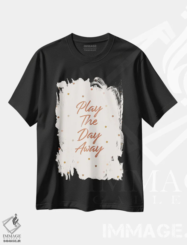 تیشرت مشکی طرح دار – تیشرت تایپوگرافی انگیزشی ,تمام روز بازی کن اثر نیکول باسک immage.ir