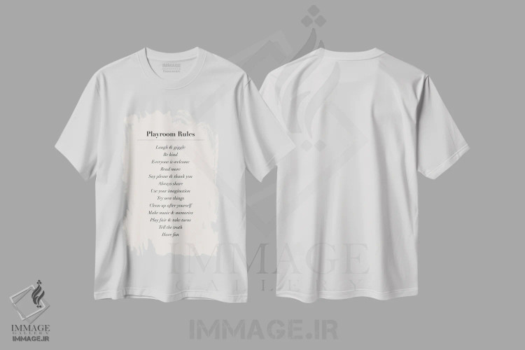 تیشرت سفید طرح دار – تیشرت مینیمال کودکانه ,قوانین اتاق بازی اثر نیکول باسک فروشگاه ایماژ