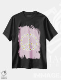 تیشرت مشکی طرح دار – تیشرت مینیمالیستی ,علامت صلح گل داوودی بنفش اثر نیکول باسک فروشگاه ایماژ