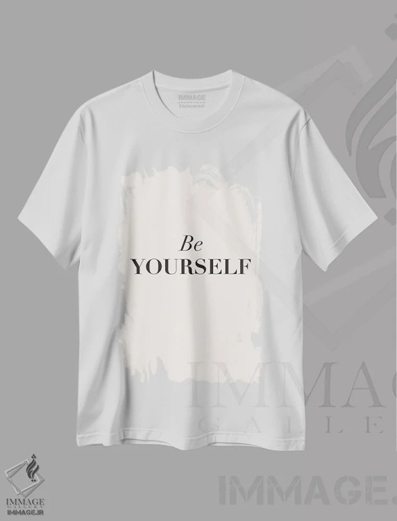 تیشرت سفید طرح دار – تیشرت تایپوگرافی انگیزشی ,خودت باش اثر نیکول باسک فروشگاه ایماژ